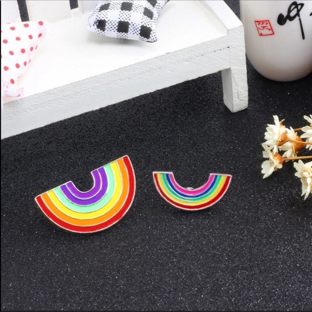 SET OF 2 RAINBOW ENAMEL PIN SET - Picture 2 of 4